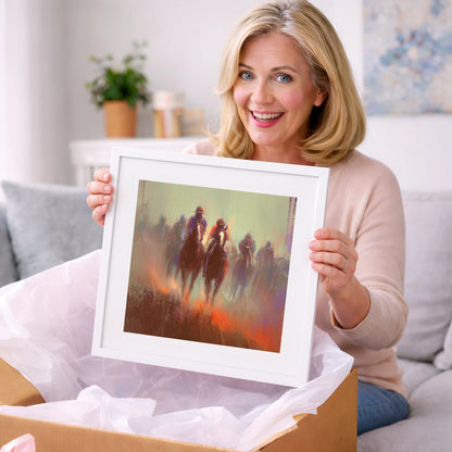 The Dawn Gallop - racing horse art gift idea for horse lovers