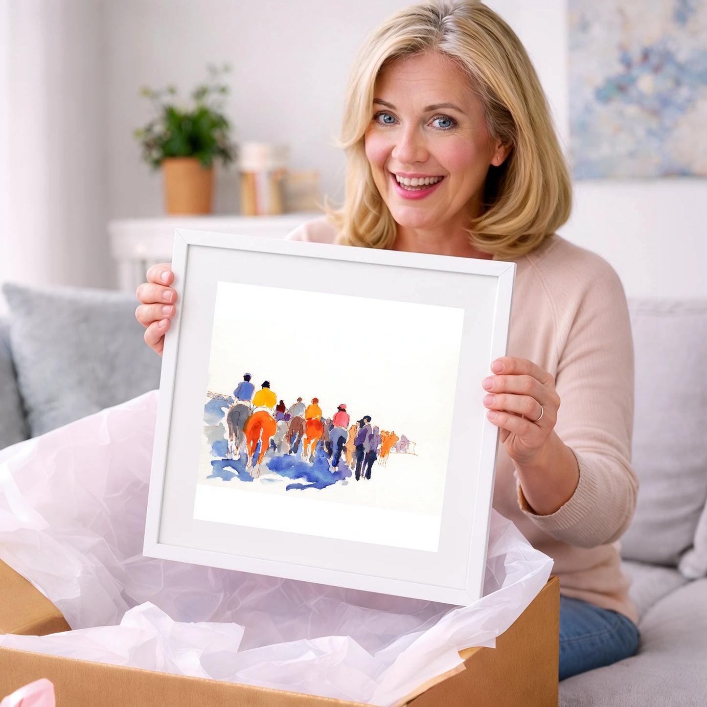 Heading to the Post - racing horse art gift idea for horse lovers