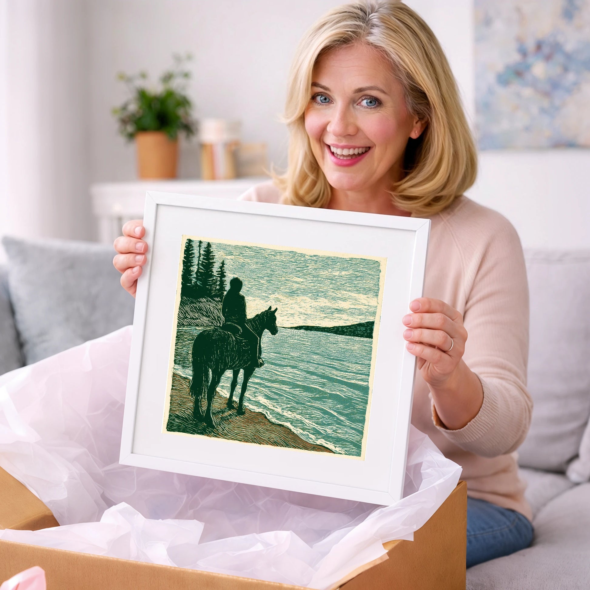 Coastal Solitude - beach horse art gift idea for horse lovers