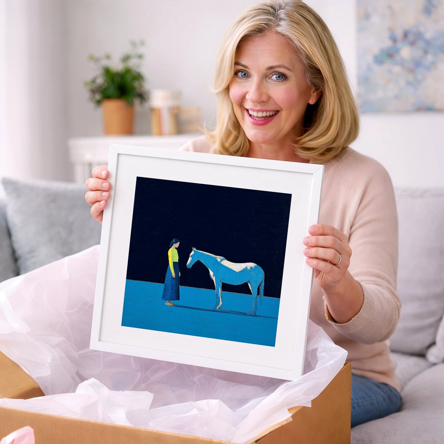 A Quiet Connection - horse & rider art gift idea for horse lovers