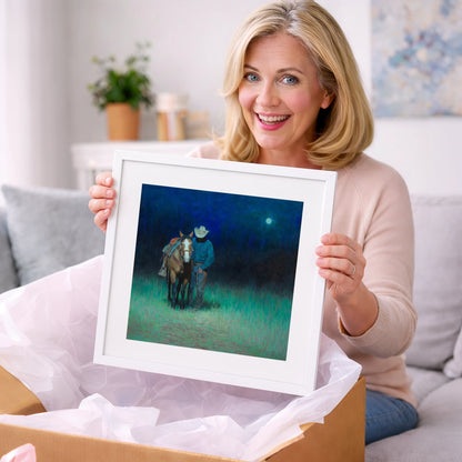 Under the Western Moon - western horse art gift idea for horse lovers