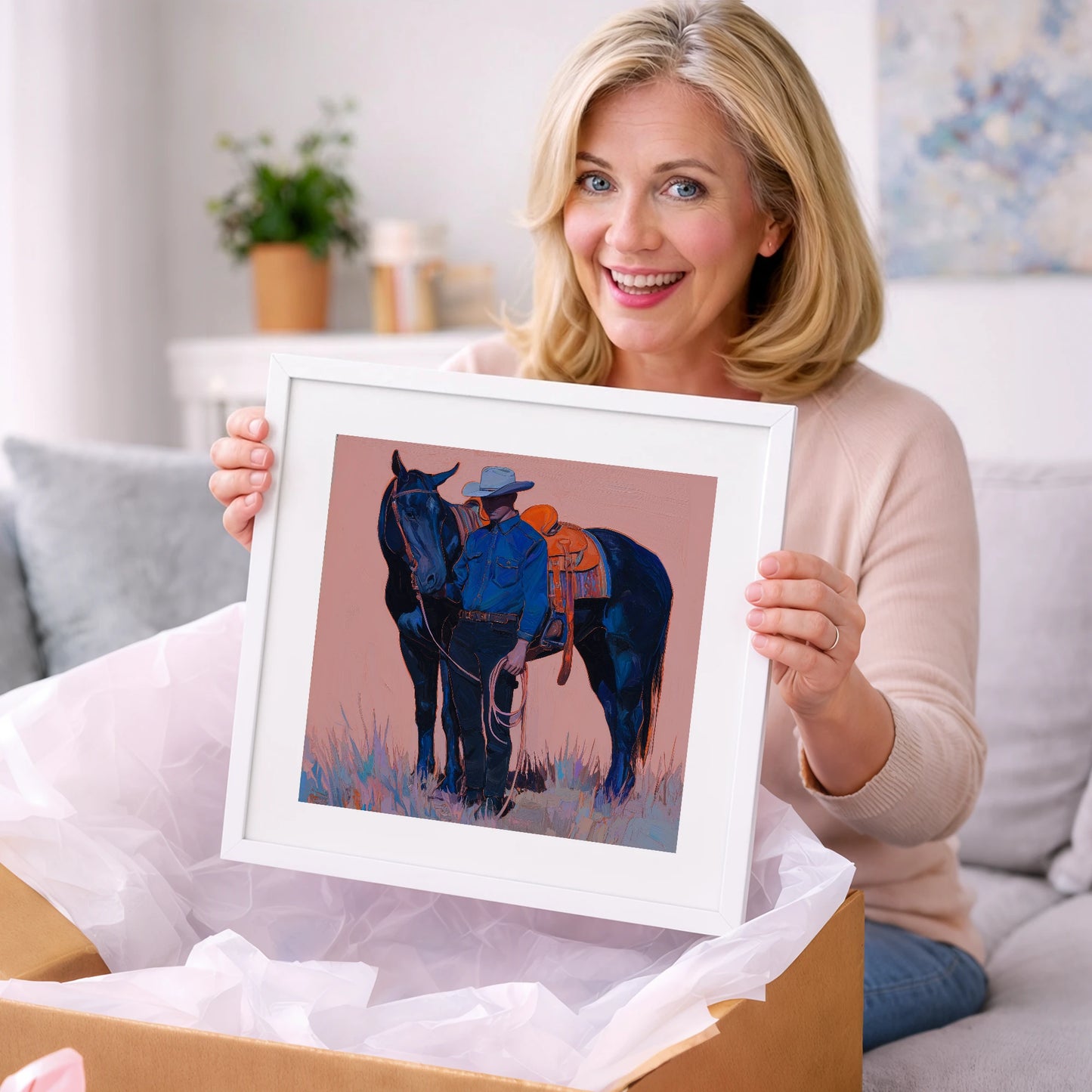 The Indigo Horseman - western horse art gift idea for horse lovers