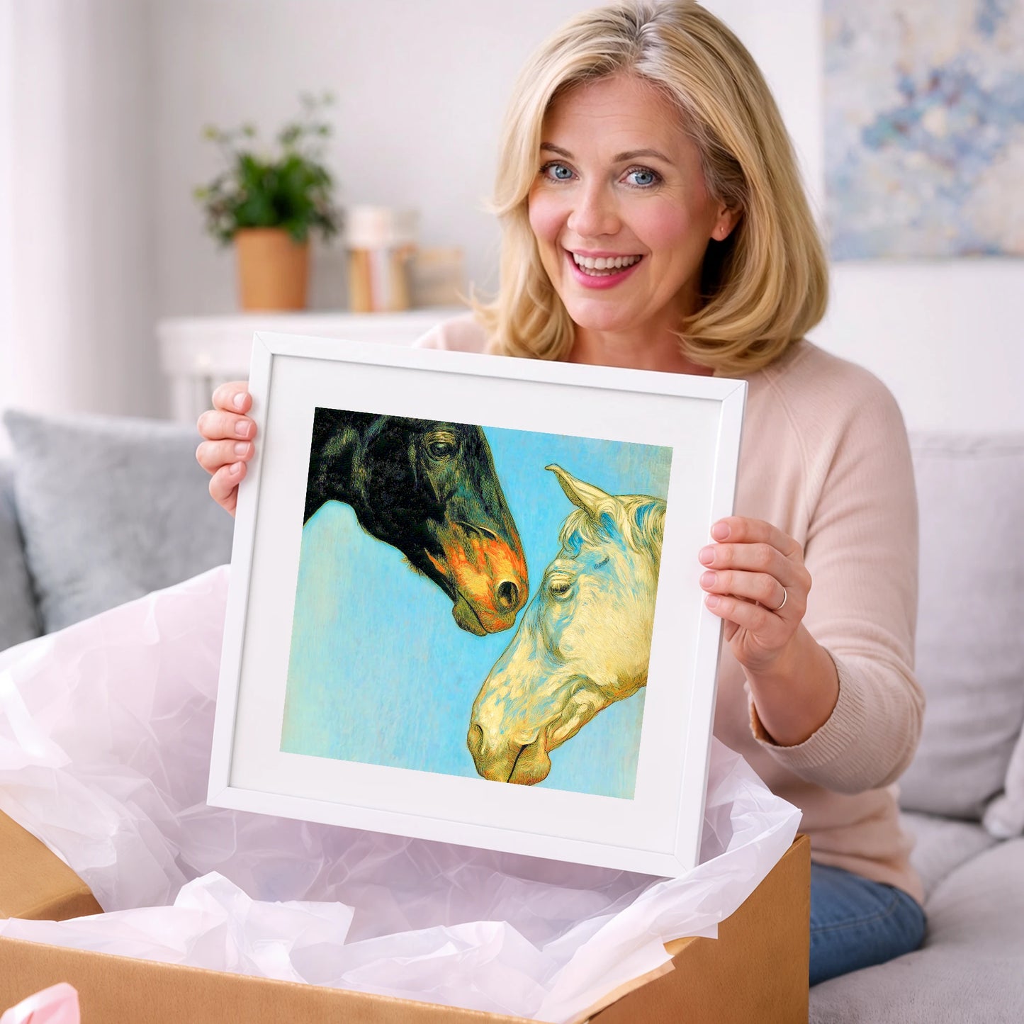 Sun and Shadow - horse portrait art gift idea for horse lovers