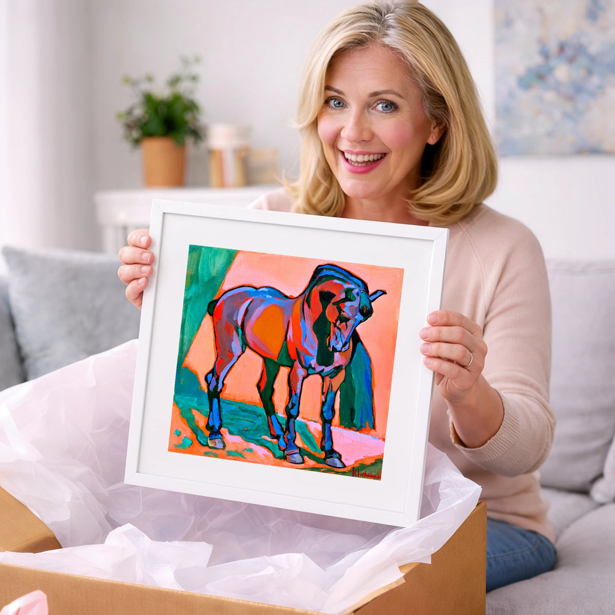 Vivid Abstract Standing Horse - horse breed art gift idea for horse lovers