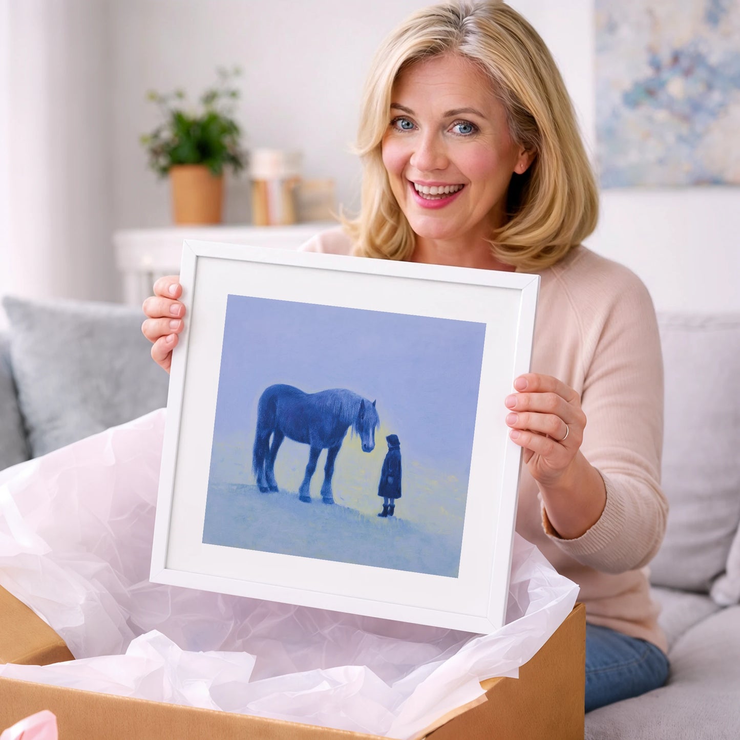 The Indigo Encounter - horse & rider art gift idea for horse lovers