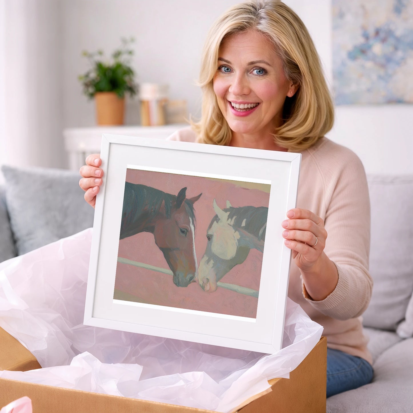 Quiet Companions - horse portrait art gift idea for horse lovers