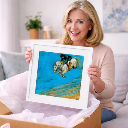 Cerulean Flight - show jumping horse art gift idea for horse lovers