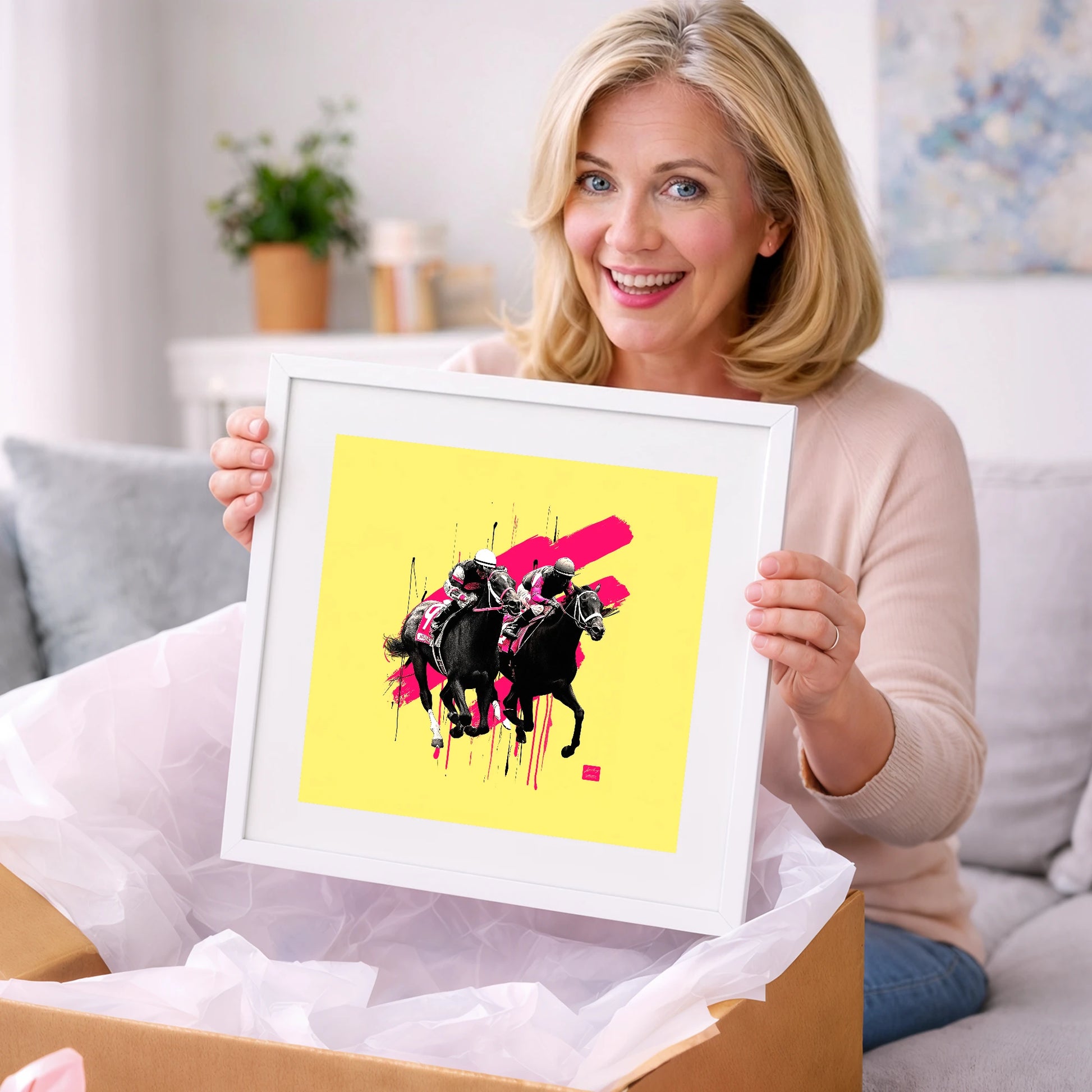 High Stakes Sprint - racing horse art gift idea for horse lovers