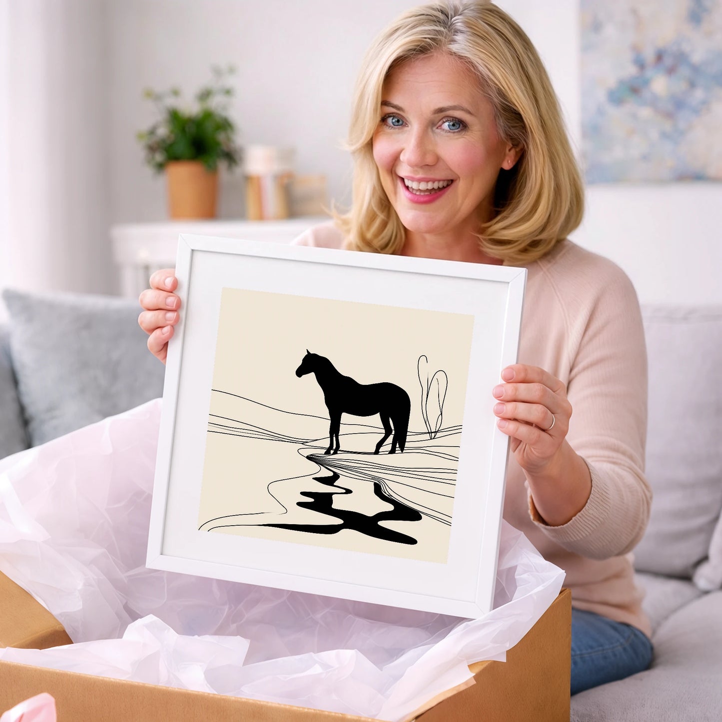 The Silent Oasis - horse landscape art gift idea for horse lovers