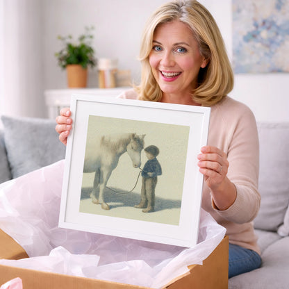 A Quiet Understanding - horse & rider art gift idea for horse lovers
