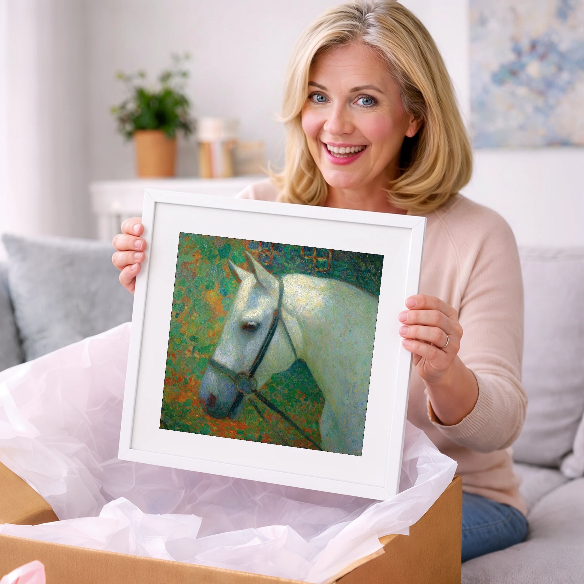 Radiant Grey Portrait - horse portrait art gift idea for horse lovers