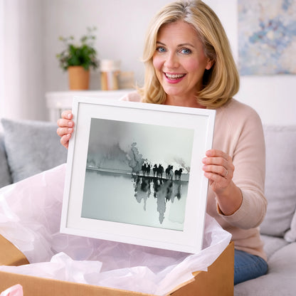 Monochrome Mist Herd - wild horses art gift idea for horse lovers