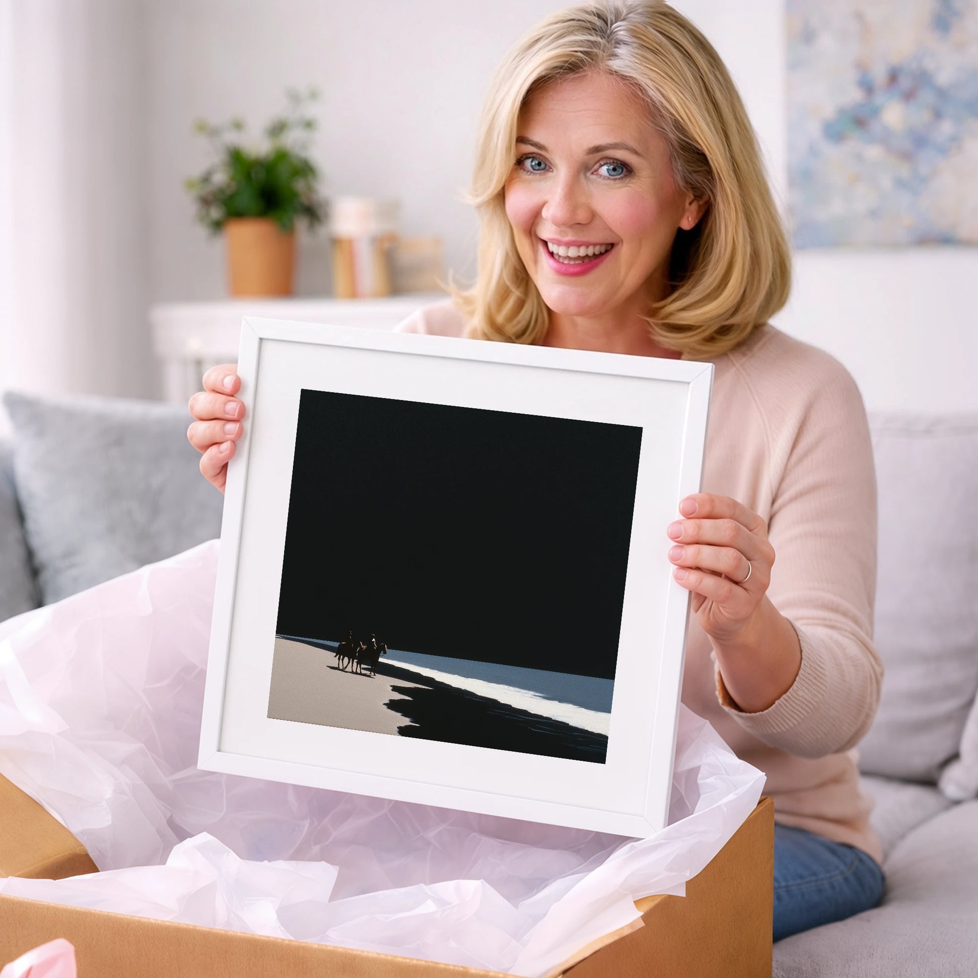Obsidian Shores - horse landscape art gift idea for horse lovers