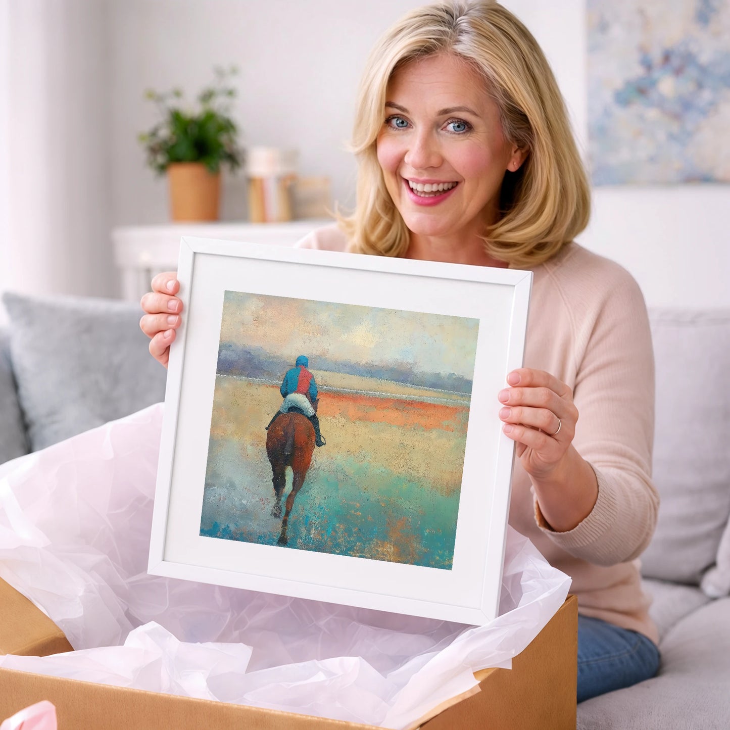 Towards the Start - racing horse art gift idea for horse lovers