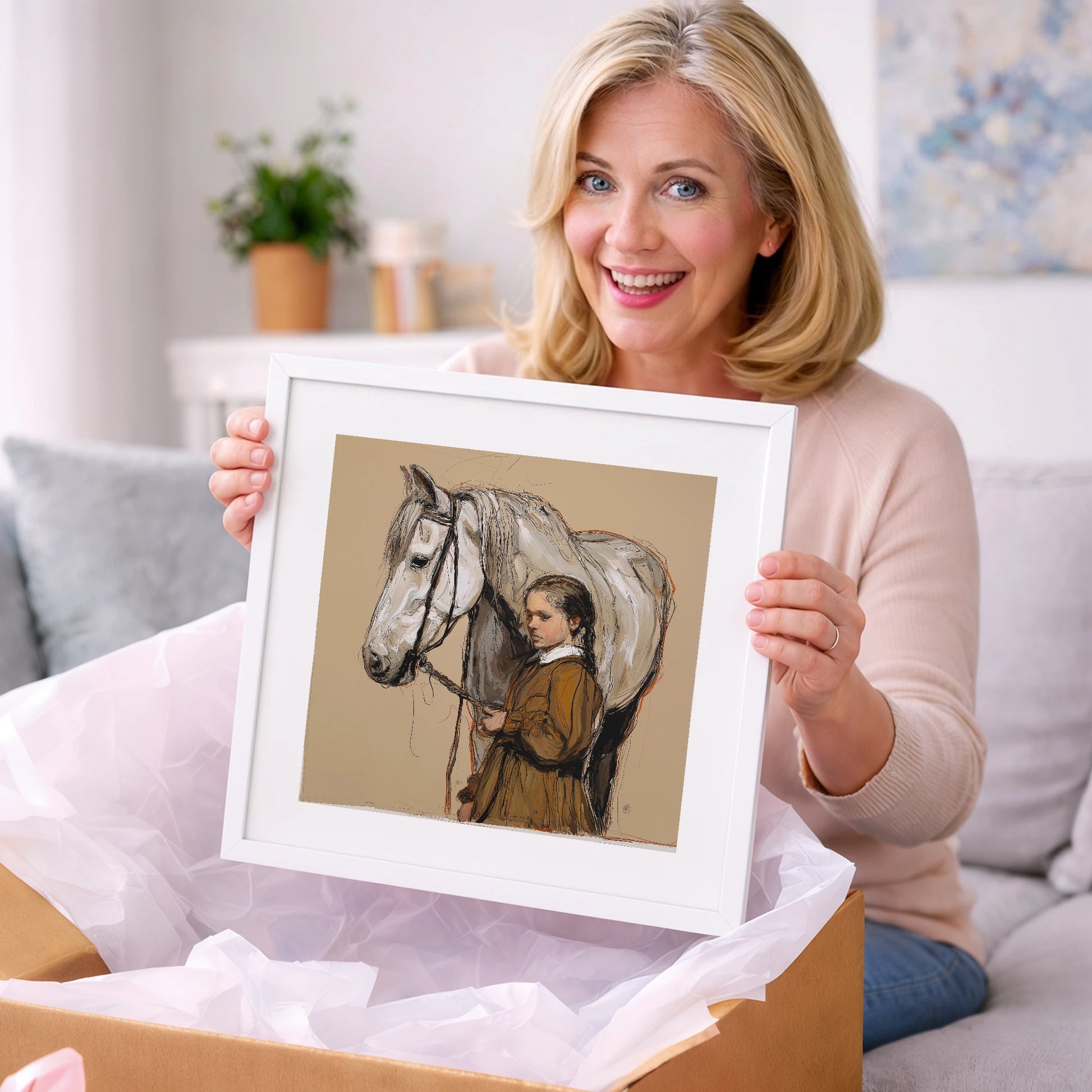 Gentle Guidance - horse & rider art gift idea for horse lovers