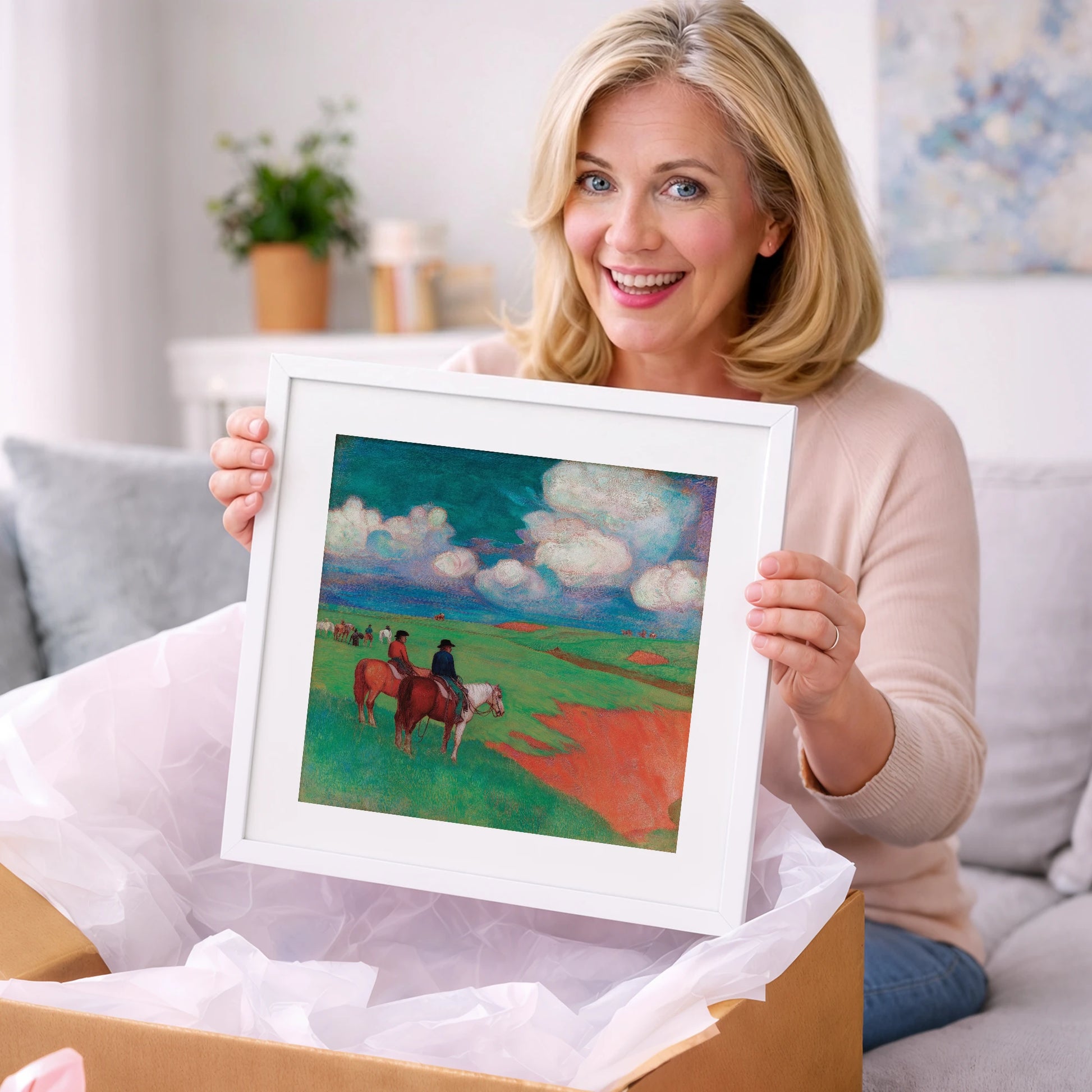 Vivid Frontier Horizons - horse landscape art gift idea for horse lovers