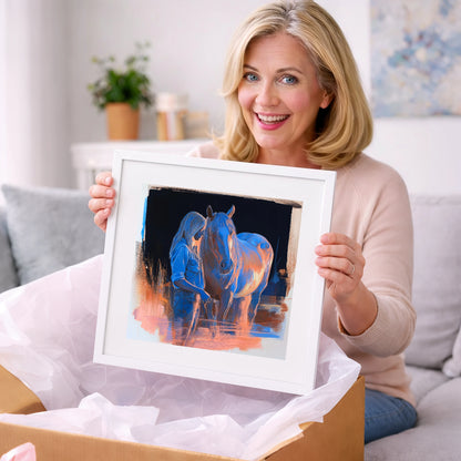 A Quiet Understanding - horse & rider art gift idea for horse lovers
