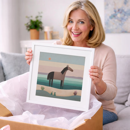 Stillness in the Shallows - beach horse art gift idea for horse lovers