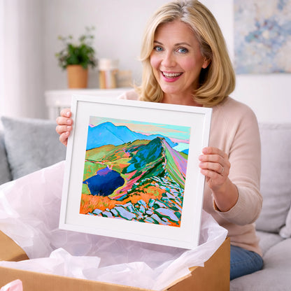 Vibrant Mountain Ridge Landscape - horse landscape art gift idea for horse lovers