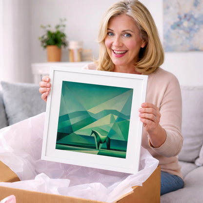 Emerald Equine Geometry - horse landscape art gift idea for horse lovers