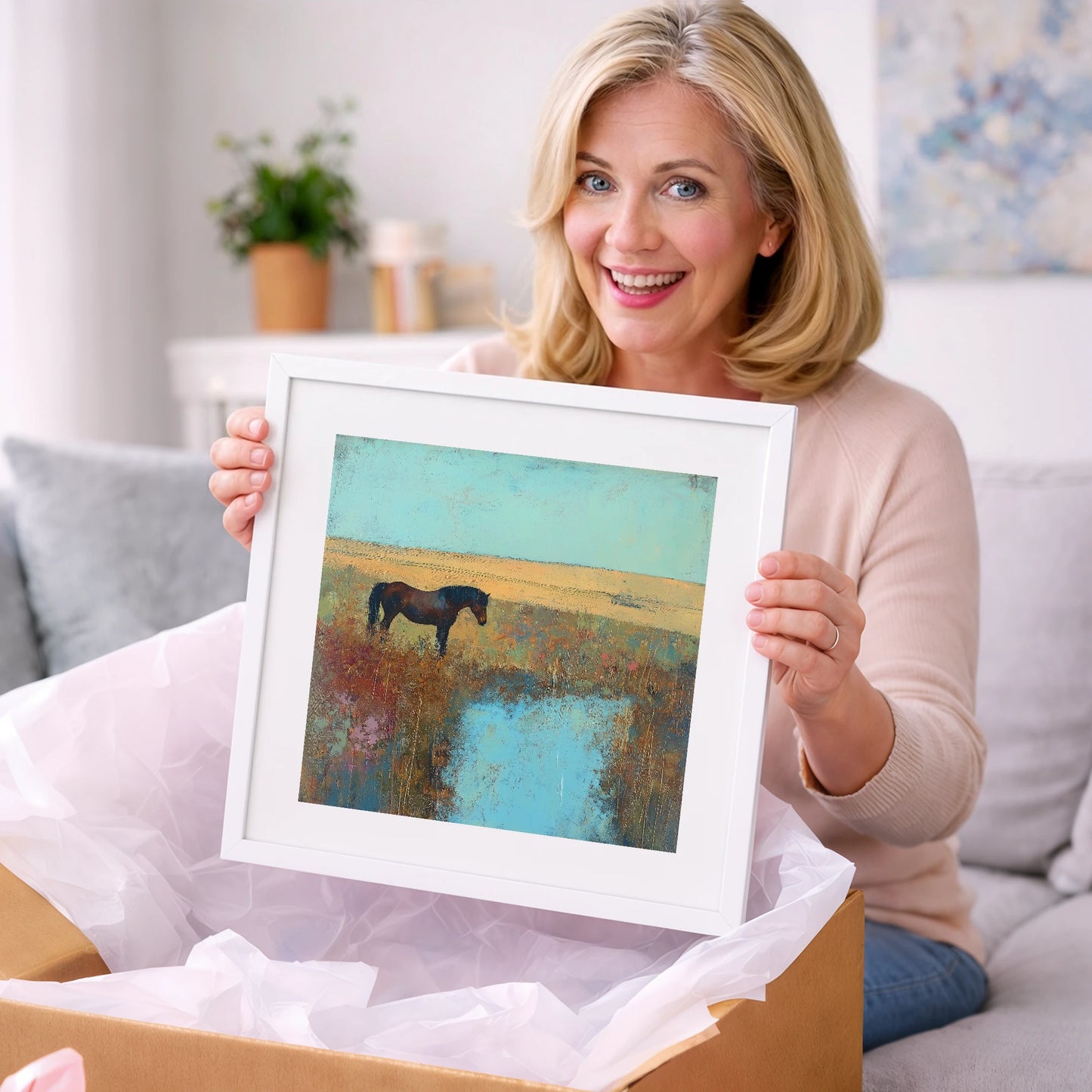 Silent Waters - horse landscape art gift idea for horse lovers