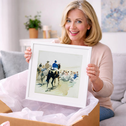 Heading to the Start - racing horse art gift idea for horse lovers