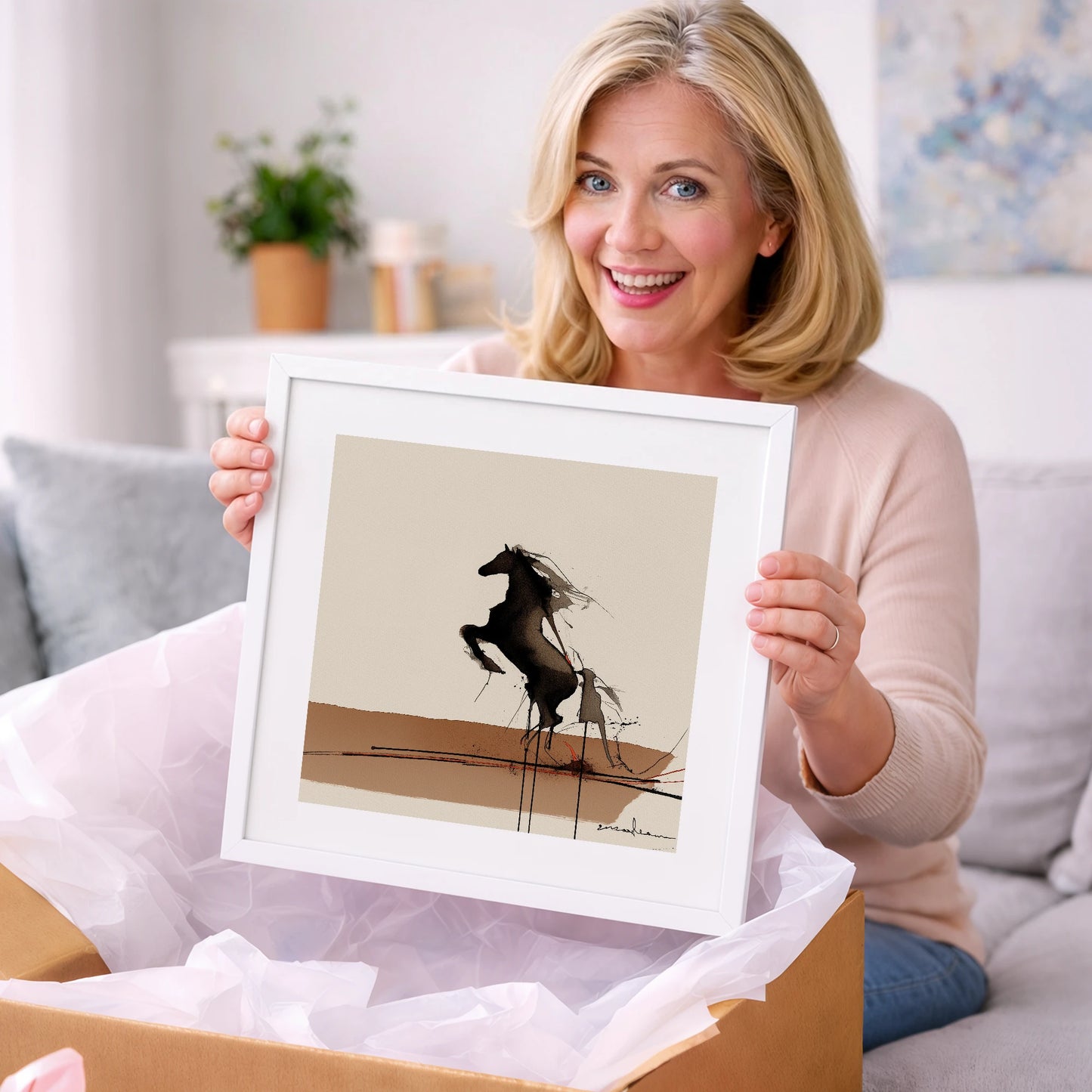 Untamed Dark Silhouette - wild horses art gift idea for horse lovers
