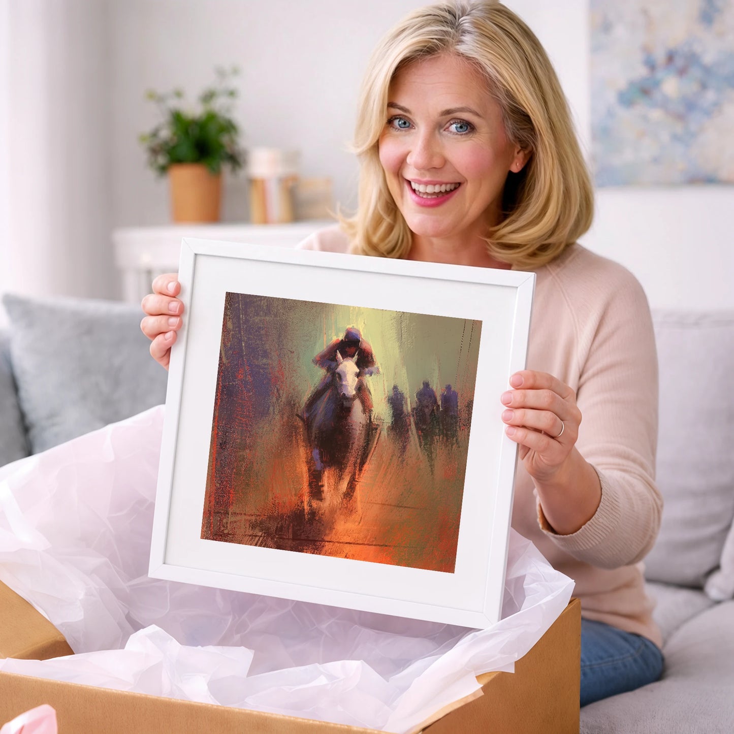 The Home Straight - racing horse art gift idea for horse lovers
