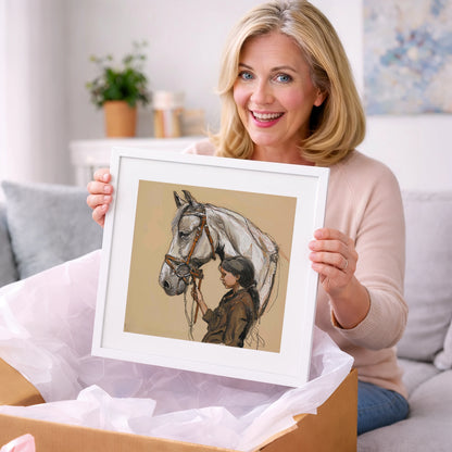 Quiet Connection - horse & rider art gift idea for horse lovers