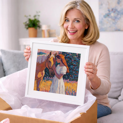 A Quiet Connection - horse & rider art gift idea for horse lovers