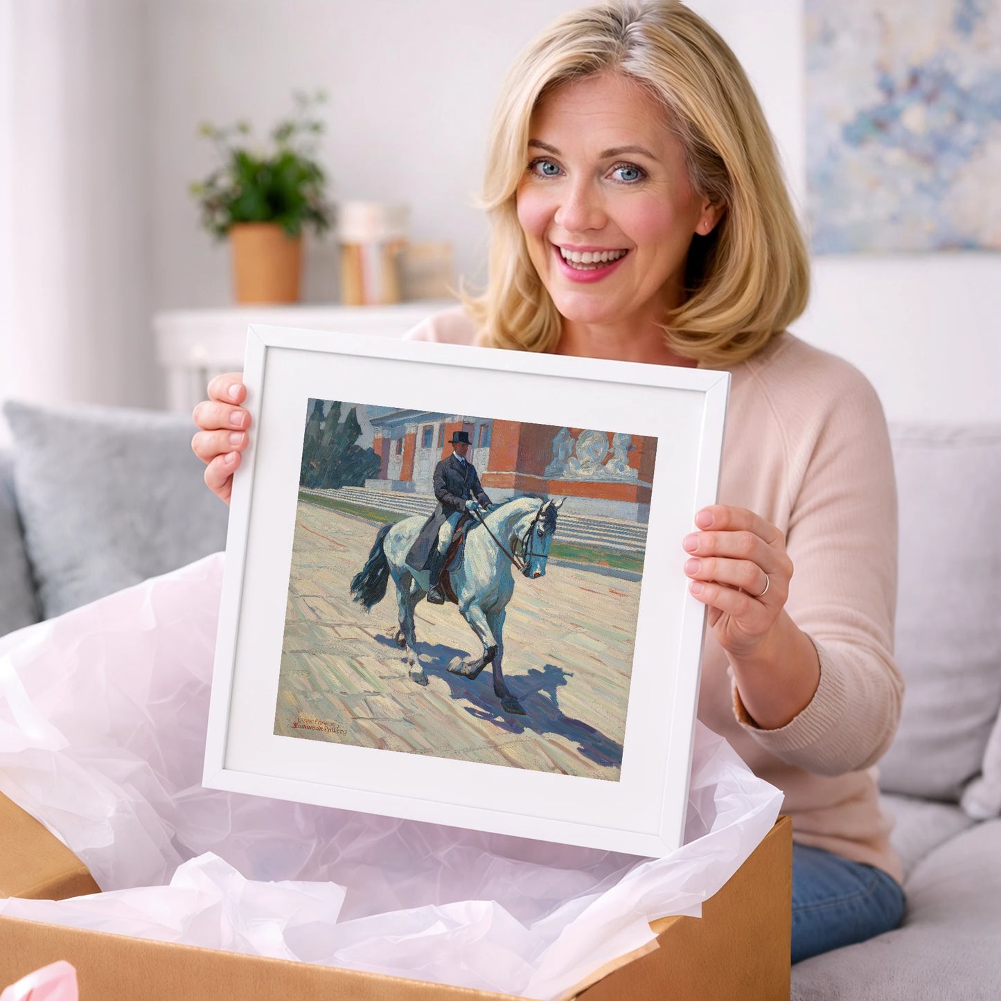 Sunlit Dressage Passage - dressage horse art gift idea for horse lovers