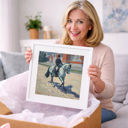 Sunlit Dressage Passage - dressage horse art gift idea for horse lovers