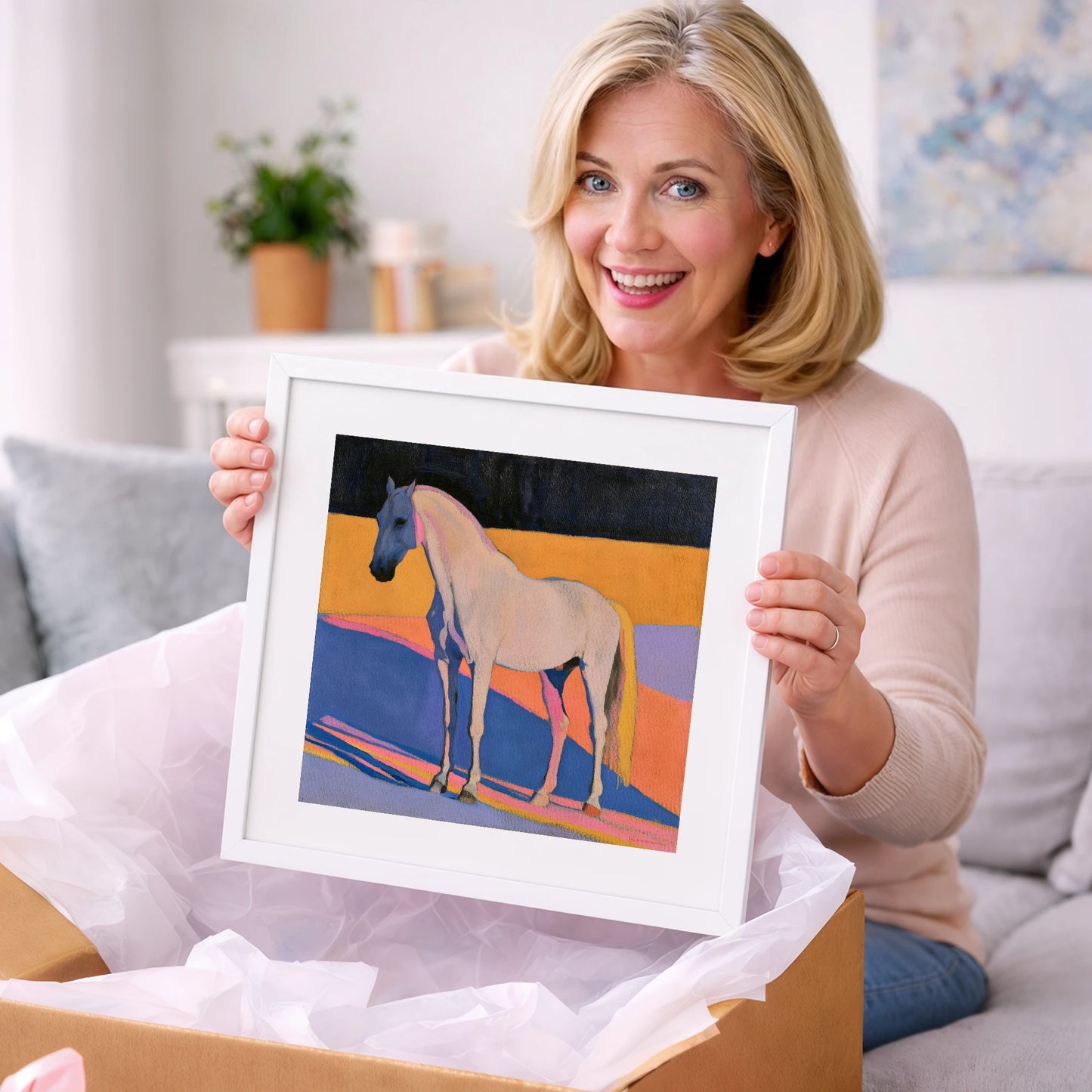 Colour Block Abstract Grey Horse - horse breed art gift idea for horse lovers