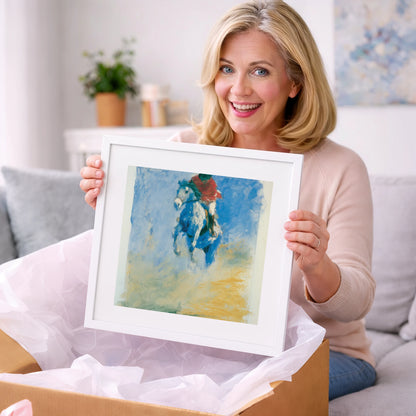 Cerulean Flight - show jumping horse art gift idea for horse lovers
