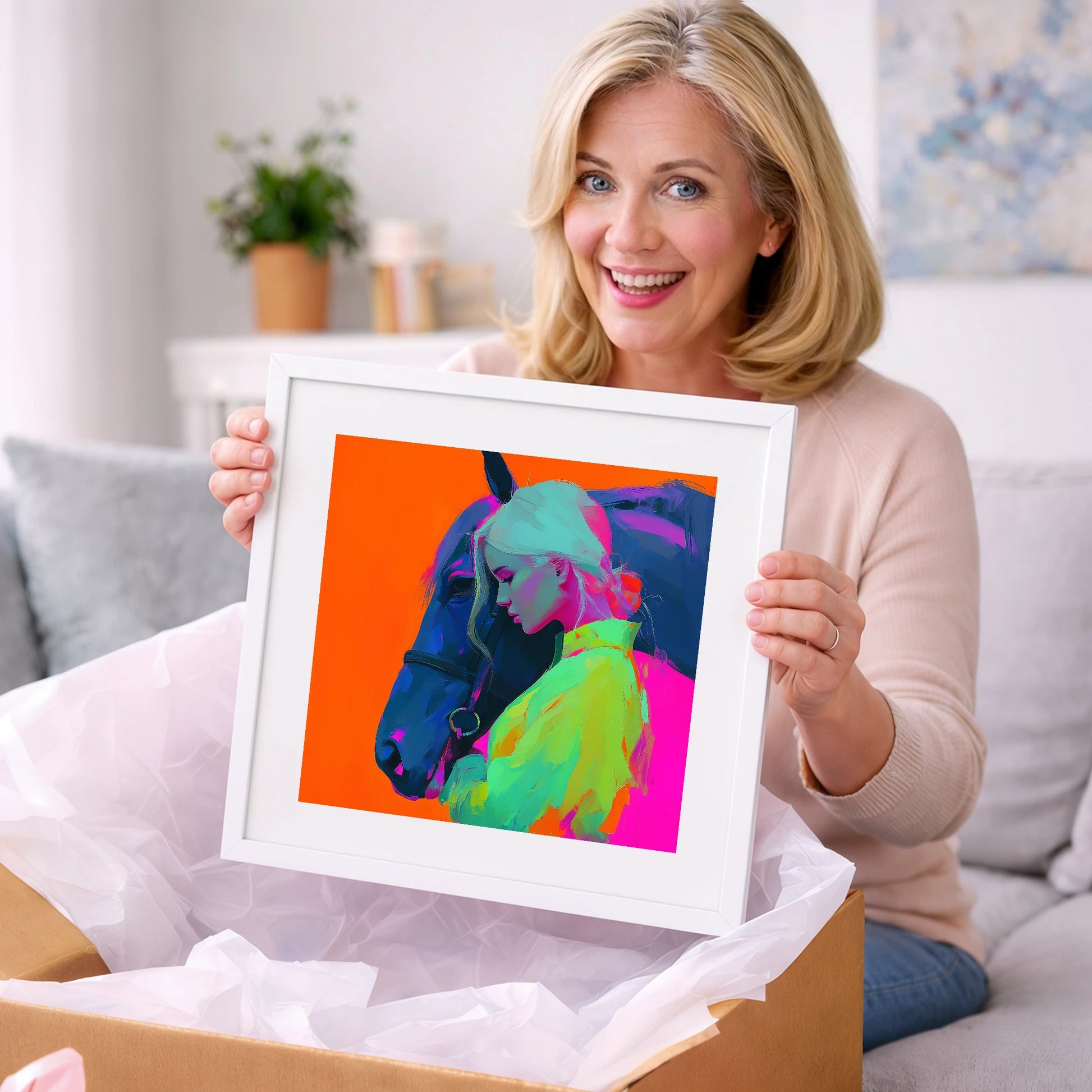 Technicolour Trust - horse & rider art gift idea for horse lovers