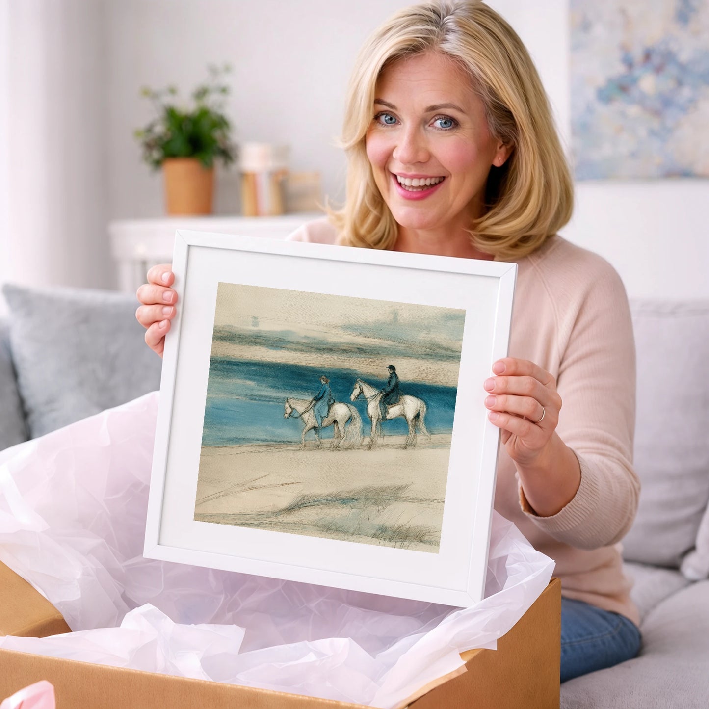Tide Line Companions - beach horse art gift idea for horse lovers