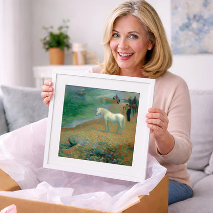 Luminous Shoreline Solitude - horse landscape art gift idea for horse lovers