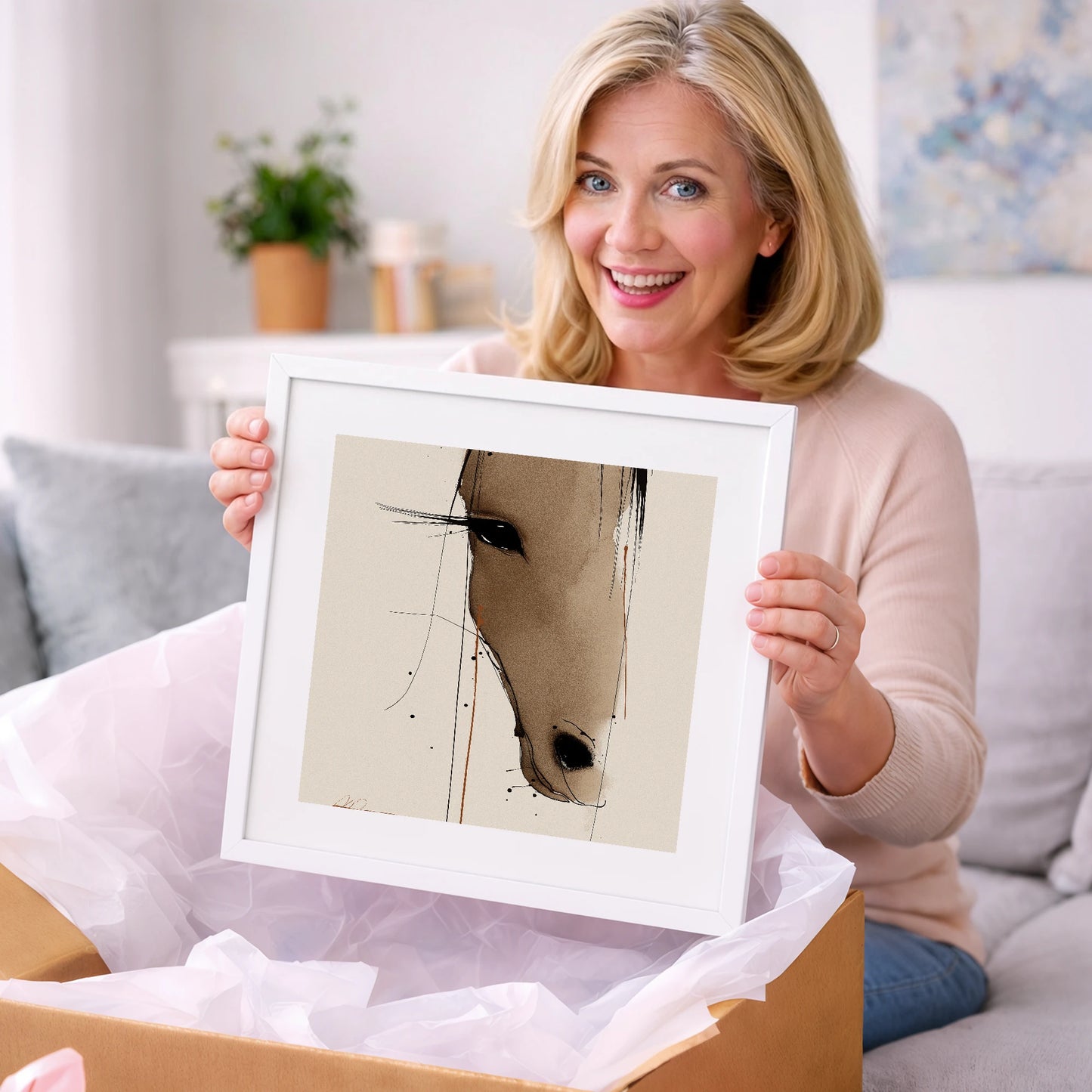 Fluid Sepia Gaze - horse portrait art gift idea for horse lovers