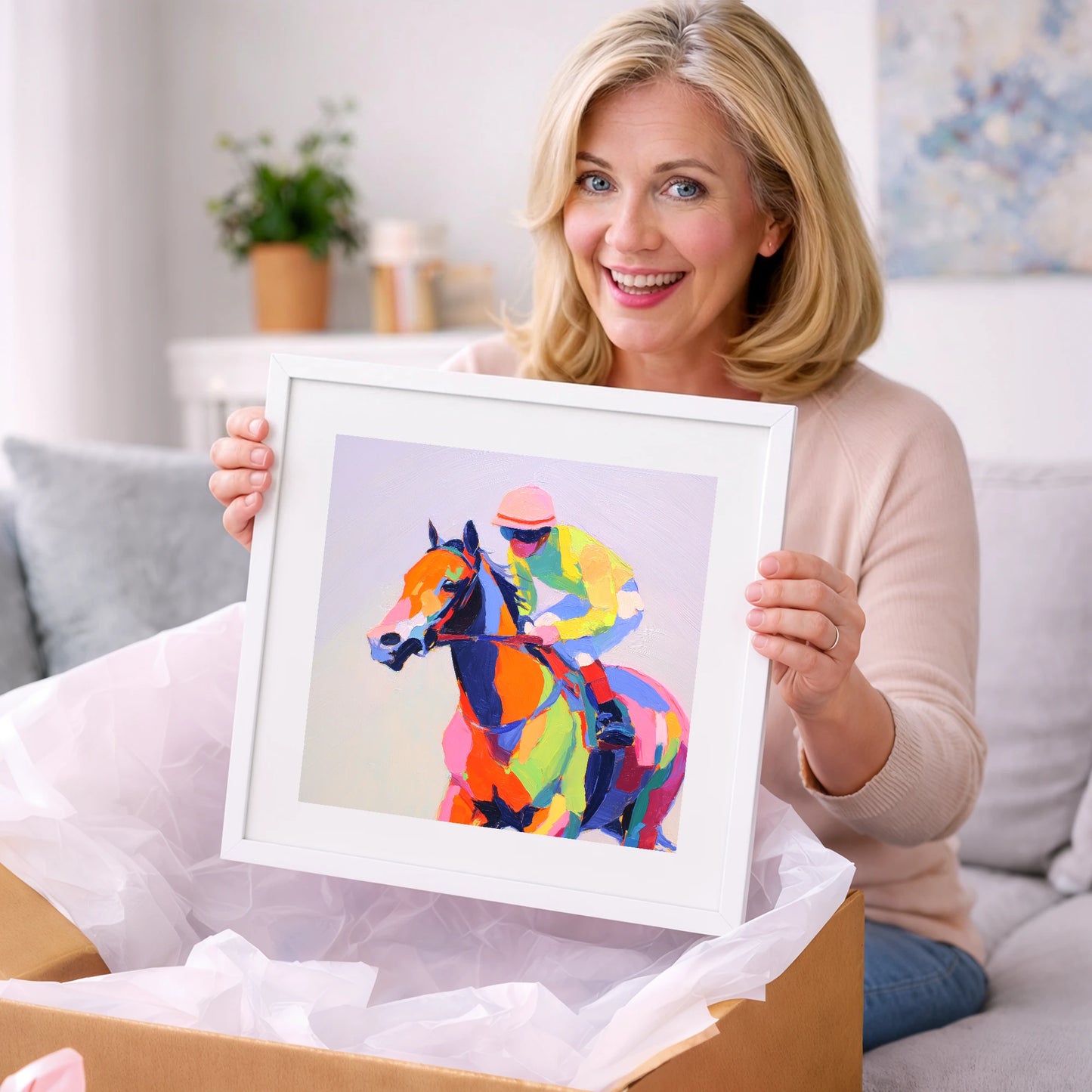 Technicolour Gallop - racing horse art gift idea for horse lovers