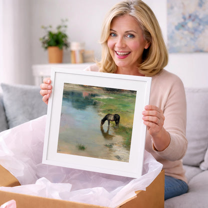 Quiet Waters Edge - horse landscape art gift idea for horse lovers