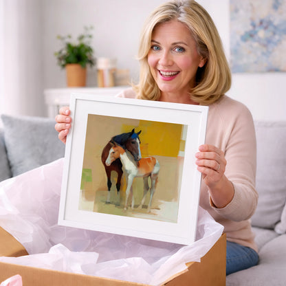 Vivid Bond - mare & foal art gift idea for horse lovers