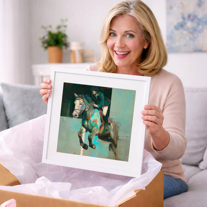 Suspended in Colour - show jumping horse art gift idea for horse lovers