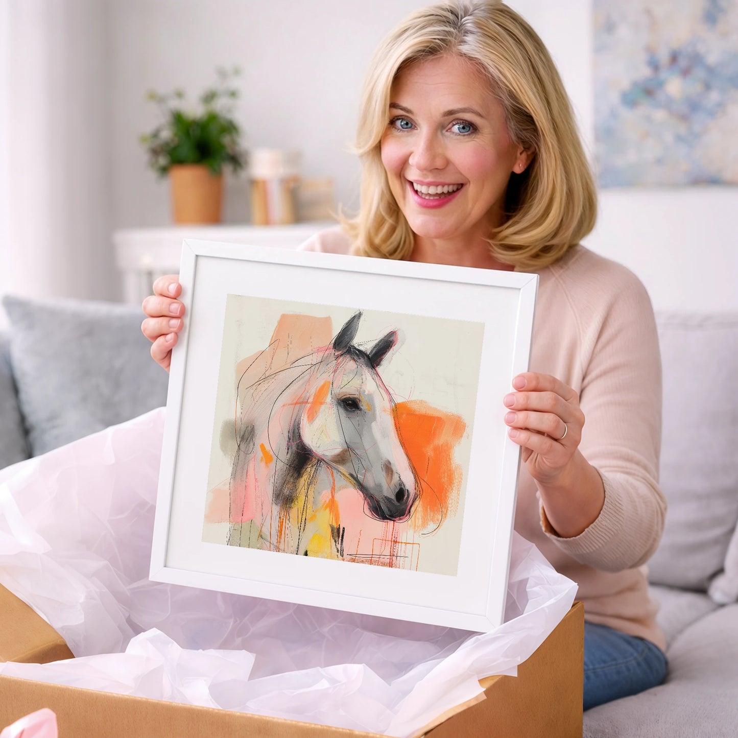 Vibrant Grey Spirit - horse portrait art gift idea for horse lovers