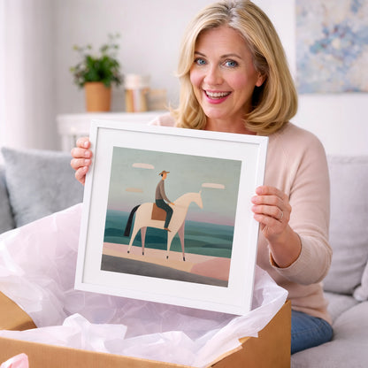 Minimalist Coastal Rider - beach horse art gift idea for horse lovers
