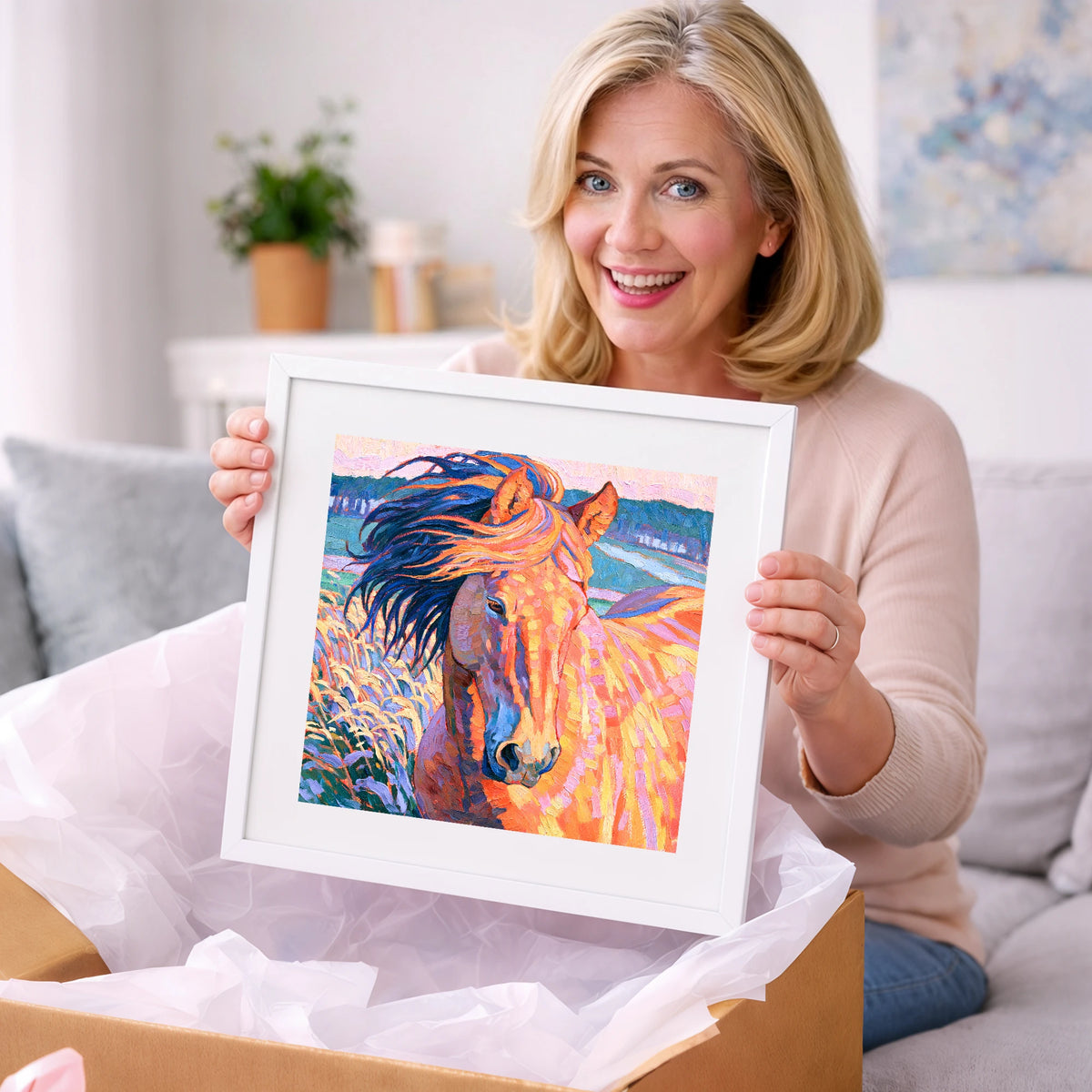 Vibrant Windblown Horse Portrait - horse breed art gift idea for horse lovers