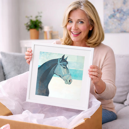 Serene Aquamarine Profile - racing horse art gift idea for horse lovers