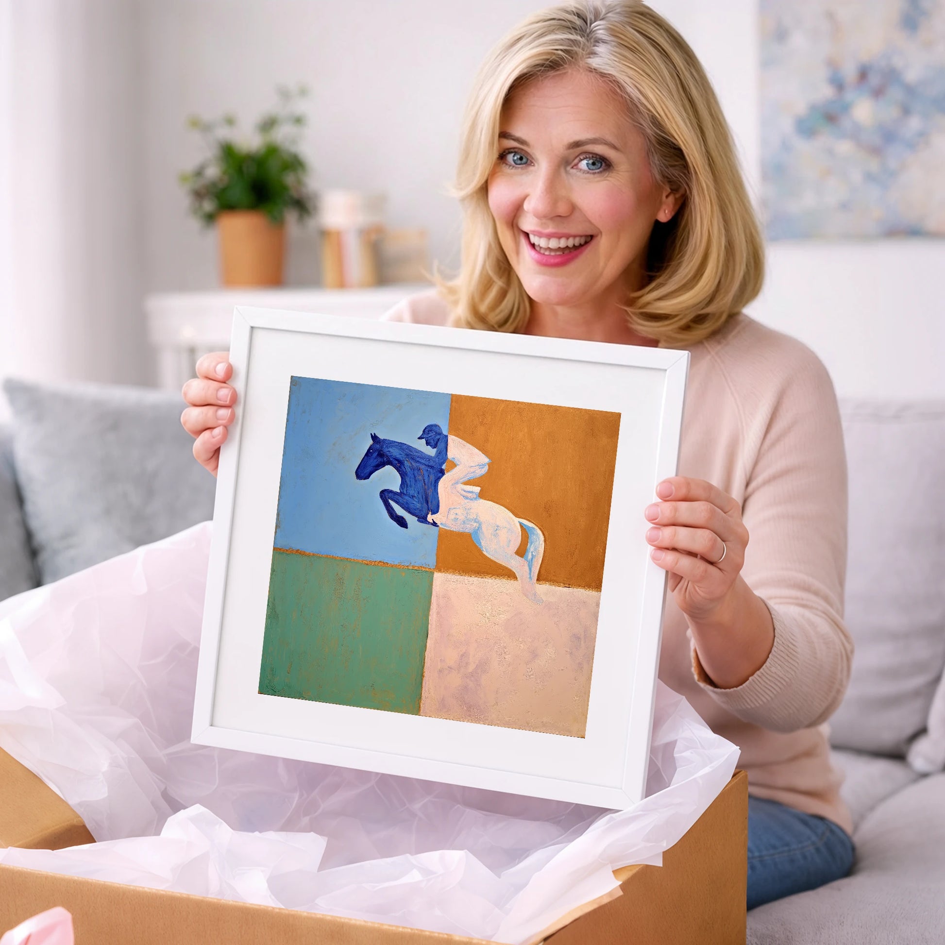 The Abstract Leap - show jumping horse art gift idea for horse lovers