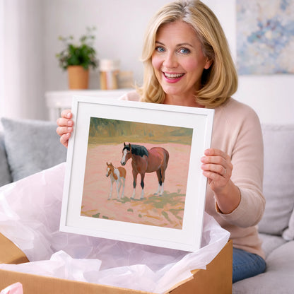 The Gentle Bond - mare & foal art gift idea for horse lovers