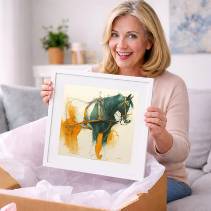 Teal and Amber Draft - working horse art gift idea for horse lovers