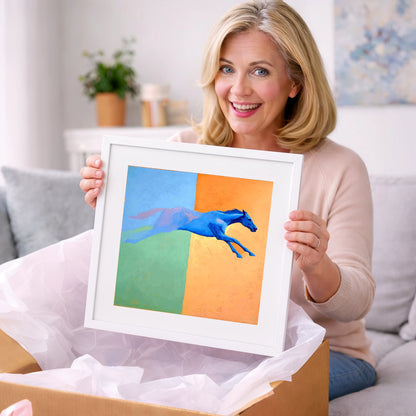 Cobalt Stretch - racing horse art gift idea for horse lovers